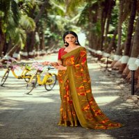 SANSKAR RASHI BRIGHT SIMMER PATTERN SIROWSKI BORDER SAREE WITH BLOUSE