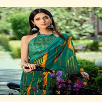 SANSKAR RASHI BRIGHT SIMMER PATTERN SIROWSKI BORDER SAREE WITH BLOUSE