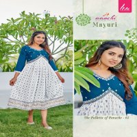 AANCHI MAYURI FANCY COMFY WEAR ALIA CUT FULL STITCH EMBROIDERY WORK LONG KURTI