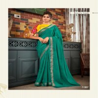 SANSKAR TEX LYRA COTTON COMFORTABLE DESIGNER SILVER JARI WEAVING BORDER SAREE