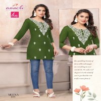 AANCHI LAUNCH MEENA EMBROIDERY WORK STYLISH OUTFIT FULLY STITCH SHORT TOP WHOLESALER