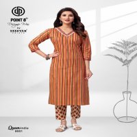 Deeptex Queen India Vol-8 Wholesale Cotton Printed And Embroidery Tie Kurti With Pants