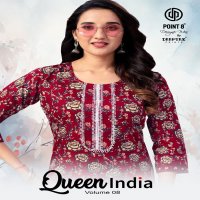 Deeptex Queen India Vol-8 Wholesale Cotton Printed And Embroidery Tie Kurti With Pants