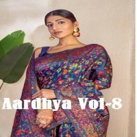 Manjula Aardhya Vol-8 Wholesale Kashmiri Pashmina With Handloom Sarees