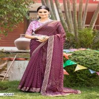 5D Designer Panchi Wholesale Nilgiri Chiffon Ethnic Sarees