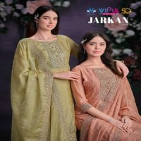 Vipul Jarkan Vol-5 Wholesale Shimmer Organza With Hand Swarovski Work Straight Suits