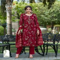 RADHIKA LIFESTYLE SATRANGI VOL 4 ADORABLE CHANDERI PRINT READYMADE BIG SIZE 3PCS DRESS