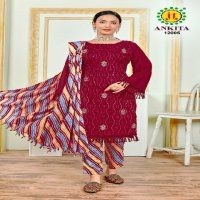 JT Ankita Vol-12 Wholesale Rayon Fabrics With Work Dress Material