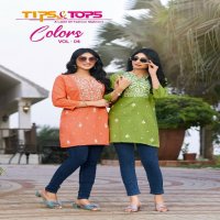 Tips And Tops Colors Vol-4 Wholesale Reyon Slub Short Kurtis