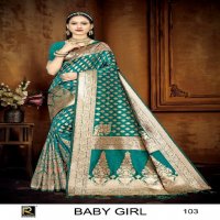 RONISHA BABY GIRL BY RANJNA SAREE BANARASI SILK PREMIUM FABRICS SUPER HIT COLLECTION SAREES