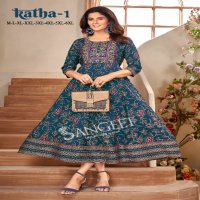 Sangeet Katha Vol-1 Wholesale Heavy Rayon With Sequence Work Anarkali Kurtis