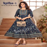 Sangeet Katha Vol-1 Wholesale Heavy Rayon With Sequence Work Anarkali Kurtis