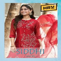 HRU India Siddhi Vol-5 Wholesale Pure Chanderi Silk Kurtis With Pant And Dupatta