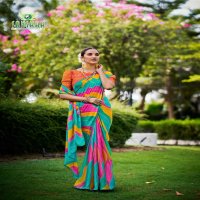 SANSKAR TEX PRINTS LAUNCH LEHERIYA BRIGHT FANCY SIROWSKI SAREE WHOLESALER