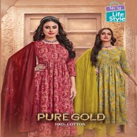 MCM Pure Gold Vol-1 Wholesale Anarkali Kurtis With Pant And Dupatta