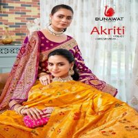 BUNAWAT AKRITI VOL 7 FANCY DESIGNER SILK SAREES WHOLESALE WITH STONE