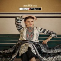 Mariyum Arts Black And White Wholesale Cambric Cotton With Embroidery Work Dress Material