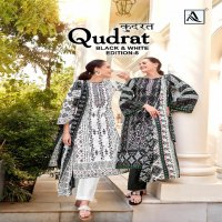 Alok Qudrat Black And White Vol-8 Wholesale Pure Cambric Cotton Dress Material