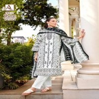 Alok Qudrat Black And White Vol-8 Wholesale Pure Cambric Cotton Dress Material