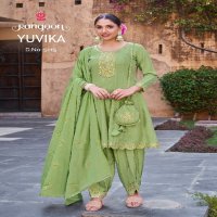 Rangoon Yuvika Wholesale Viscose With Fancy Work Kurtis With Pant And Dupatta