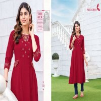 Koodee Janvi Wholesale Heavy Reyon With Embroidery Long Kurtis