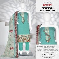 Bipson Tata Punch 2713 Wholesale Pure Fine Cotton With Embroidery Dress Material