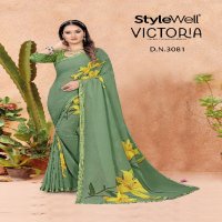 VICTORIA BY STYLEWELL NEW TRENDY OUTFIT DIGITAL PRINT SAREE EXPORTS