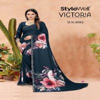 VICTORIA BY STYLEWELL NEW TRENDY OUTFIT DIGITAL PRINT SAREE EXPORTS