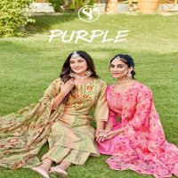 Sweety Purple Wholesale Readymade Fancy Muslin Silk Salwar Suits