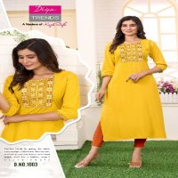 Diya Trends Casual Diary D.no 1001 To 1012 Wholesale Straight Long Kurtis Combo