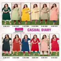 Diya Trends Casual Diary D.no 1001 To 1012 Wholesale Straight Long Kurtis Combo