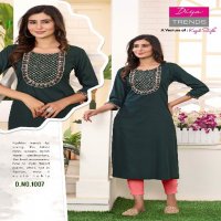 Diya Trends Casual Diary D.no 1001 To 1012 Wholesale Straight Long Kurtis Combo