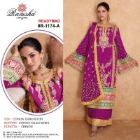 Ramsha R-1174 Wholesale Chinon Embroidery Readymade Pakistani Suits