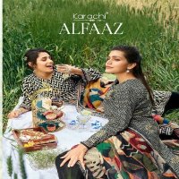 Karachi Prints Alfaaz Wholesale Pure Cambric With Gold Print Dress Material