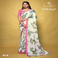 KASHVI CREATION WHITE SPECIAL VOL 3 BEAUTIFUL DULL MOSS SAREES WHOLESALER