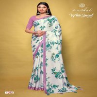 KASHVI CREATION WHITE SPECIAL VOL 3 BEAUTIFUL DULL MOSS SAREES WHOLESALER