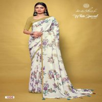 KASHVI CREATION WHITE SPECIAL VOL 3 BEAUTIFUL DULL MOSS SAREES WHOLESALER