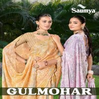 Saumya Gulmohar Wholesale Chiffon Brasso Party Wear Ethnic Sarees