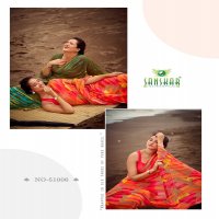 ANJANA BY SANSKAR TEX PRINTS BEMBER PATTERN GEORGETTE FANCY SAREE SUPPLIER