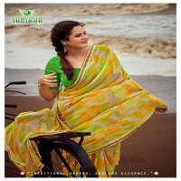 ANJANA BY SANSKAR TEX PRINTS BEMBER PATTERN GEORGETTE FANCY SAREE SUPPLIER