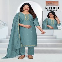 Fablily Meher Wholesale Vichitra Silk Top With Pant And Dupatta Combo