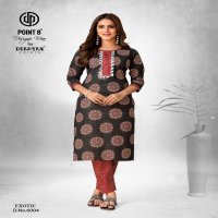 Deeptex Exotic Vol-6 Wholesale Pure Cotton Long Kurti With Pants