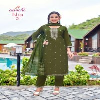 Aanchi Isha Wholesale Roman Silk With Lining Kurtis With Pant And Dupatta