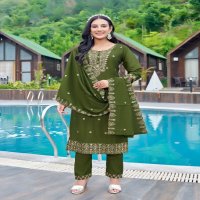 Aanchi Taniya Wholesale Roman Silk With Lining Readymade 3 Piece Suits