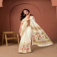 SR Sarees Vellai Wholesale White Handloom With Frill Border Sarees