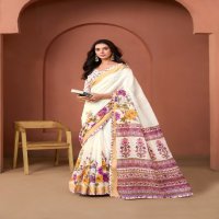 SR Sarees Vellai Wholesale White Handloom With Frill Border Sarees