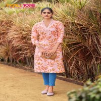 Tips And Tops Viana Wholesale V Neck Straight Long Kurtis