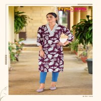 Tips And Tops Viana Wholesale V Neck Straight Long Kurtis