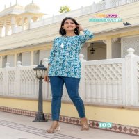 TIPS AND TOPS COTTON CANDY VOL 4 EMBROIDERY WORK CLASSIC READYMADE SHORT KURTI