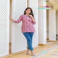 TIPS AND TOPS COTTON CANDY VOL 4 EMBROIDERY WORK CLASSIC READYMADE SHORT KURTI